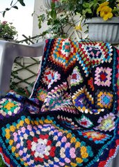 Copertina piastrelle uncinetto, plaid, granny square, crochet, coperta in lana