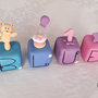 cake topper cubi multicolor fiaba personalizzato 4 cubi 4 lettere