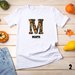T-shirt festa di halloween personalizzata con nome in cotone manica corta, maglietta con scritta, maglietta con iniziale e nome