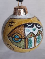 Palla in ceramica di castelli bocciardata raffigurante il terzo cielo di Castelli cm 12