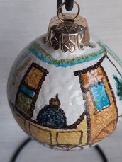 Palla in ceramica di castelli bocciardata raffigurante il terzo cielo di Castelli cm 6