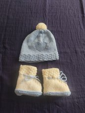 Set nascita cappello e scarpine idea neonato bebè