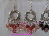 Orecchini chandelier rosa
