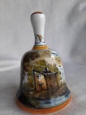 Campanella in ceramica di castelli dipinta a mano cm 11