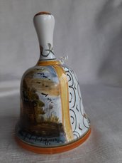 Campanella in ceramica di castelli dipinta a mano cm 14