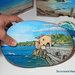 Paesaggio di mare dipinto a mano su sasso, dipinto con Cinque Terre Italia, quadro con paesaggio italiano, regalo di Natale per la famiglia