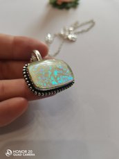 Collana quarzo e opale in argento multicolore
