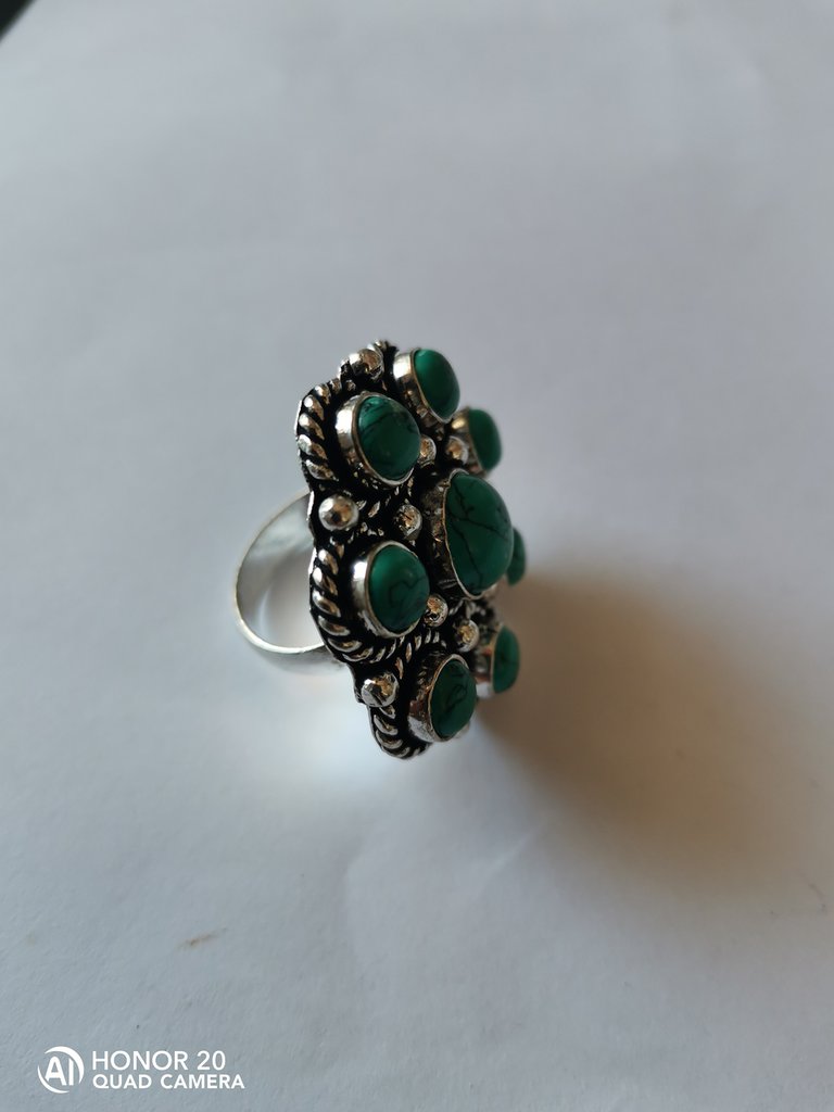 Anello Vintage Turchese Argento Tibetano | Ovale Regolabile | Gioielli Donna Design Unico
