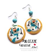 Natale in Dolcezze - Orecchini biscotti pupazzo di neve marshmallow sciolto - cookie - miniature idea regalo natale