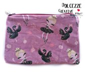 Pochette Borsello -wet bag -chiusura zip -ballerina con cigno - idrorepellente Portatrucchi, borsello borsa,Assorbenti lavabili