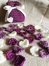 Cuoricini cotone/lana decorazione tavolo bomboniere matrimonio comunione san Valentino battesimo cresima, fatto a mano