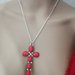 Collana croce di turchese rossa ed argento