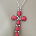 Collana croce di turchese rossa ed argento