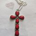 Collana croce di turchese rossa ed argento