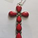 Collana croce di turchese rossa ed argento