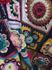 Coperta crochet lana multicolor/ plaid