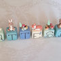 Cake topper cubi in scala di blu animali del bosco 9 lettere 9 cubi