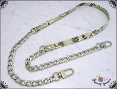 Tracolla per borsa lunga cm. 130 in similpelle pitonata grigio / antracite, catena e moschettoni argento