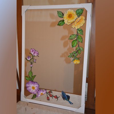 Specchio dipinto a mano con motivo floreale - Per la casa e per te