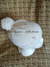 Cappello bambina in pura lana 100% con strass