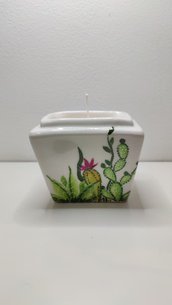 Portacandela cactus in porcellana