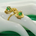 Anello alluminio colore oro, perle verdi
