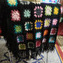 Copertina piastrelle uncinetto, plaid, granny square coperta, crochet, coperta in lana con frange