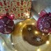 Set 3 palline di Natale in luxex viola brillantinato all'uncinetto - ø 12 cm 