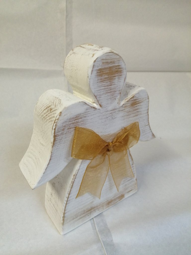 50 Ciondoli Angelo In Legno Con Cuore - Portafortuna Natalizio, Marrone - Foto 2