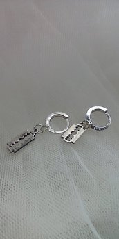 orecchini argento 925  pendenti con lametta unisex, moda , style