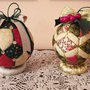 Coppia di palle per albero di Natale, kimekomi ball, decorate con tessuti natalizi