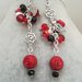 orecchini pendenti asimmetrici da donna corallo perle FATTI IN Sicilia, argento rosso nero