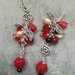 orecchini pendenti asimmetrici da donna corallo perle FATTI IN Sicilia, argento rosso nero