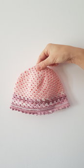 Cappello bambina in cotone multicolore rosa