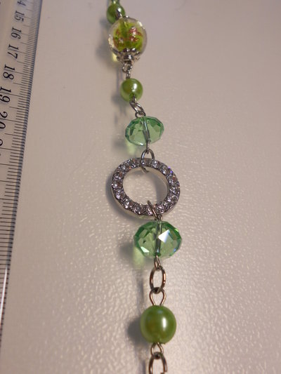 Collana Del Bosco Con Perle Verdi E Cristalli - Gioiello A Strati A Tema Foresta Per Costumi E Fate