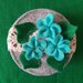 Scatolina portaoggetti in pannolenci, con applicazioni floreali, colore verde 💚 acqua.