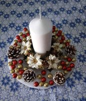 Centrotavola natalizio Con Base in legno e candela