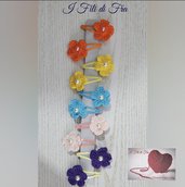Mollette colorate per capelli, pinzette da bambina, con fiore in cotone fatto all uncinetto e perlina