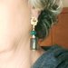ORECCHINI MODA  a forma di profumo mignon  color fumé con tappo verde, orecchini di tendenza, orecchini iconici, orecchini trendy