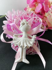 Ballerina in gesso ceramico profumato su doppio velo rete h 10 cm 