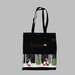 BORSA SHOPPER IN TELA NERA SCRITTA MERRY CHRISTMAS E BORDO GNOMI 