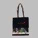 BORSA SHOPPER IN TELA NERA SCRITTA MERRY CHRISTMAS E BORDO GNOMI