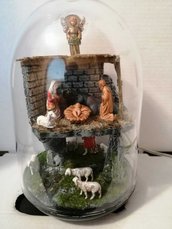 DIORAMA  PRESEPE  ARTISTICO IN CAMPANA DI PLASTICA  su DUE LIVELLI (tipo B)