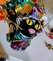 Gatto nero in argilla
