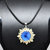 collana cristallo blu, pendente cristallo zaffiro, ciondolo con cristalli, collana con perline di vetro, collana semplice, punto luce 