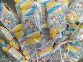 Spiedini di marshmallow tema unicorno