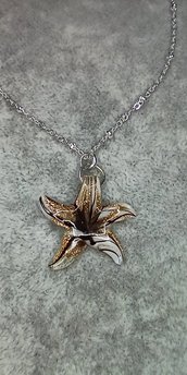 collana argento 925 con ciondolo stella marina in vetro di murano