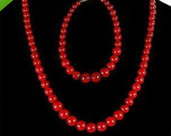 Collana e bracciale con perle in gradazione 6-14 mm di autentico corallo rosso naturale chakra cristalloterapia