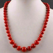 Collana donna in autentico corallo rosso naturale perle 6 - 14 mm pietre dure naturali chakra cristalloterapia
