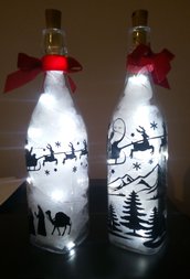 Lampade natalizie bottiglie o vetro cemento